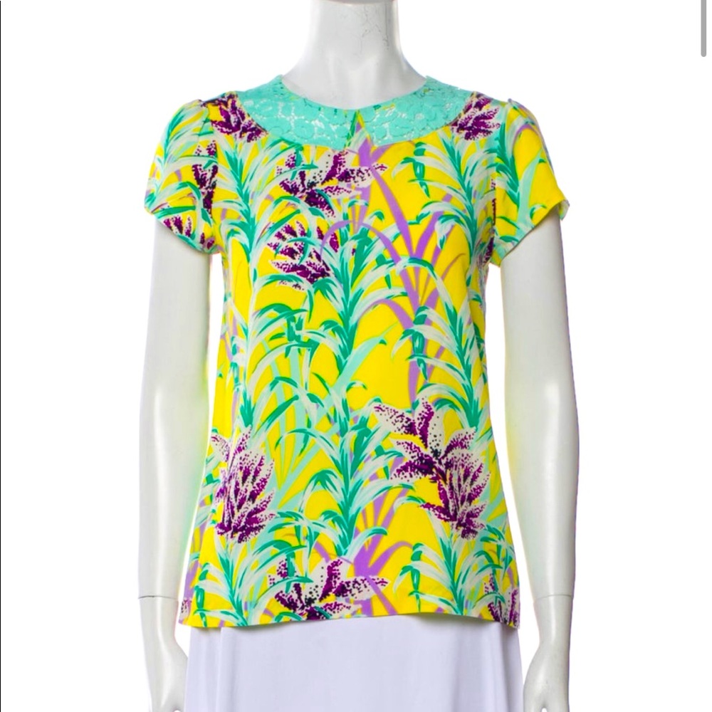 Kate Spade Silk Printed T-Shirt XS